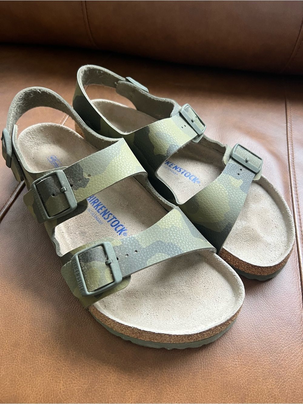 Birkenstock Milano Birko Flor Sandals Mens Size 12 EU 45 Desert Soil Camo Green - Picture 2 of 10
